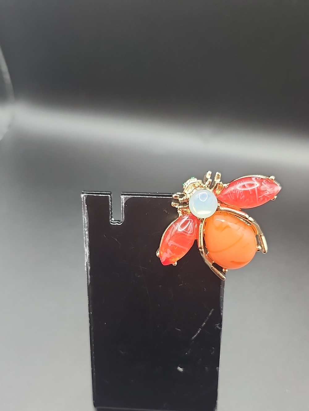 Joan Rivers Gold Bee Brooch with Orange and Coral Accents